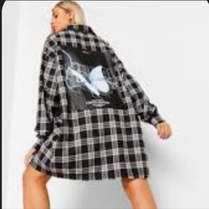 Butterfly Back Print  Checkered  Women's  Shirt Limited Edition US Size 2